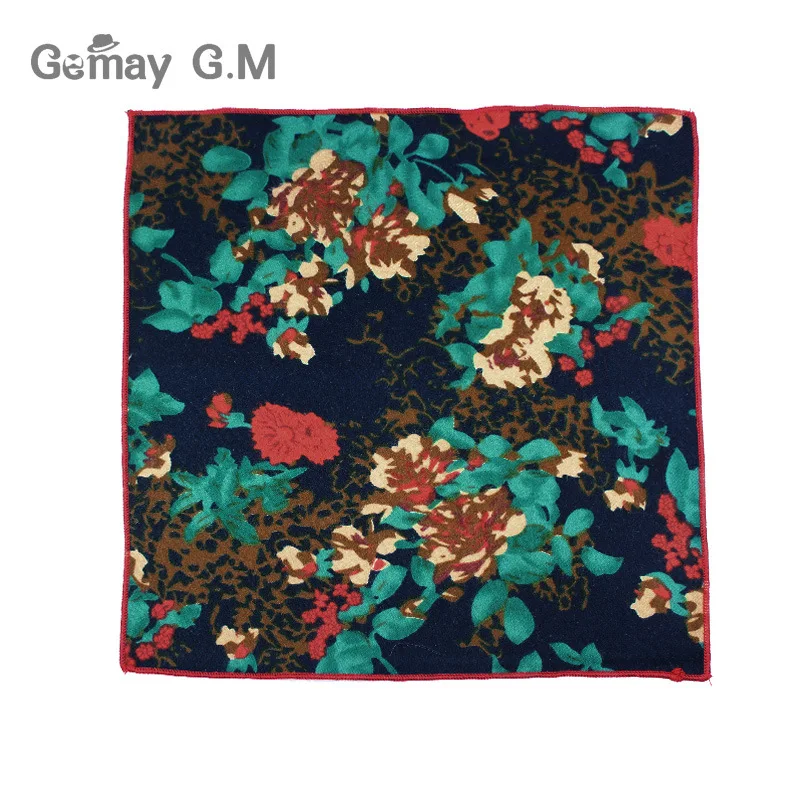 Fashion Suits Flower Printing Pocket Square 25cm*25cm Men's Cotton Handkerchiefs Chest Towel Ladies Hanky Hankies for Men