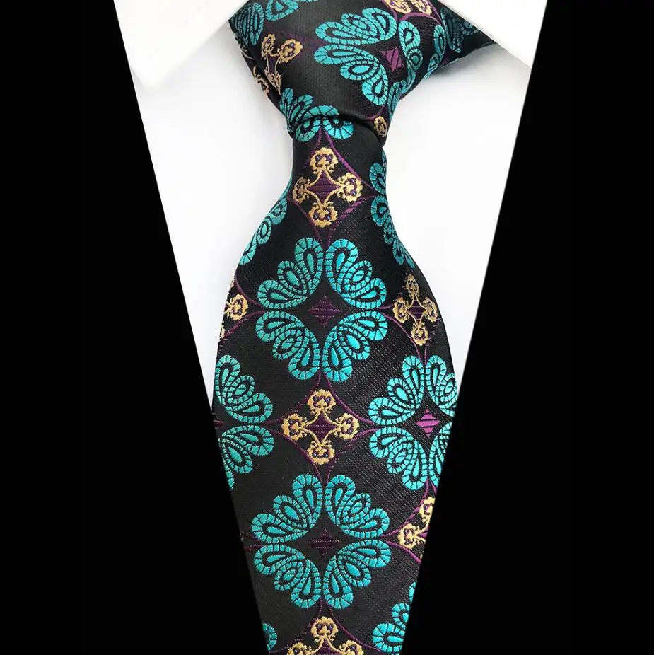 GUSLESON роскошный 8 см галстук цветочный плед Пейсли ЖАККАРДОВЫЕ тканые классические мужские галстуки для шеи Свадебные вечерние галстуки для жениха шелковый галстук - Цвет: 10