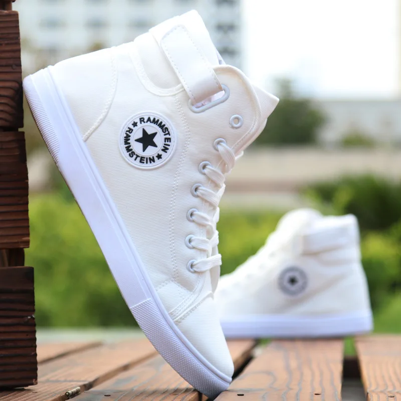

Fashion Men High-top Shoes Mens Casual Shoes 2019 Summer Breathable Sneakers Comfortable Light Lace-up Men Canvas Shoes