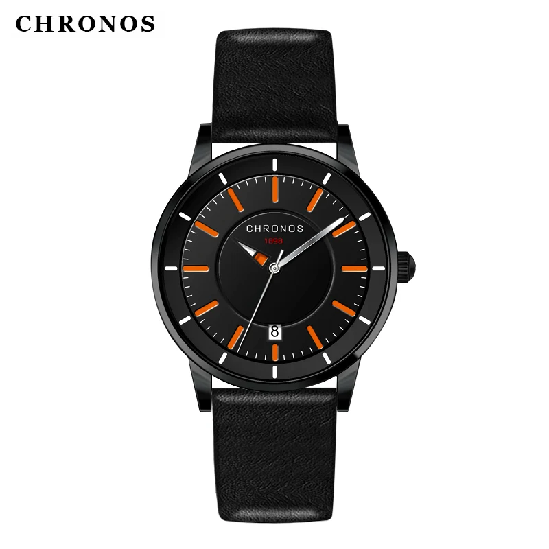 Топ Модный бренд CHRONOS часы для мужчин женщин Роскошные спортивные кожа