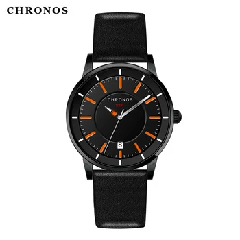 

Top Fashion Brand CHRONOS Watches Men Women Luxury Sport Clock Leather Waterproof Male Quartz Wrist Watch relogio masculino