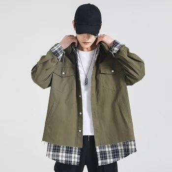 

2019 Men's Jacket Coat Korean-Style Large-Size Casual Brand Tide Splice Loose Exquisite S-2XL