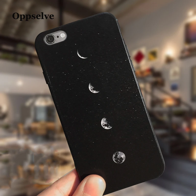 

Oppselve Soft TPU Case For iPhone 7 8 Plus Luxury Mystery Star Moon Earth Painted Protective Case Cover For iPhone 8 7 Capinhas