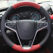 Черная натуральная кожа, красная натуральная кожа, автомобильный чехол на руль для Buick Regal Opel Insignia