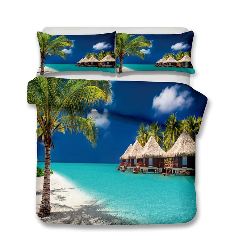 

Tropical Palm Trees Sunset Coconuts Ocean 3d Print Bedding Sets 3pcs Duvet Cover Pillowcases for Adult Kids bed set Wave 12 size