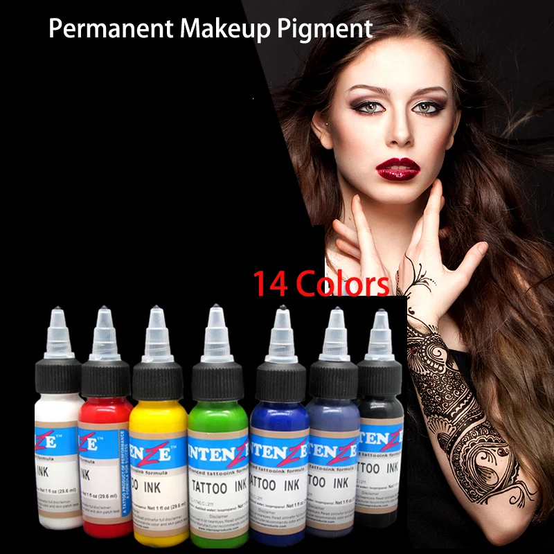 1 full set 14Colors/ 30ML/ Bottles permanent makeup pigment Tattoo Ink