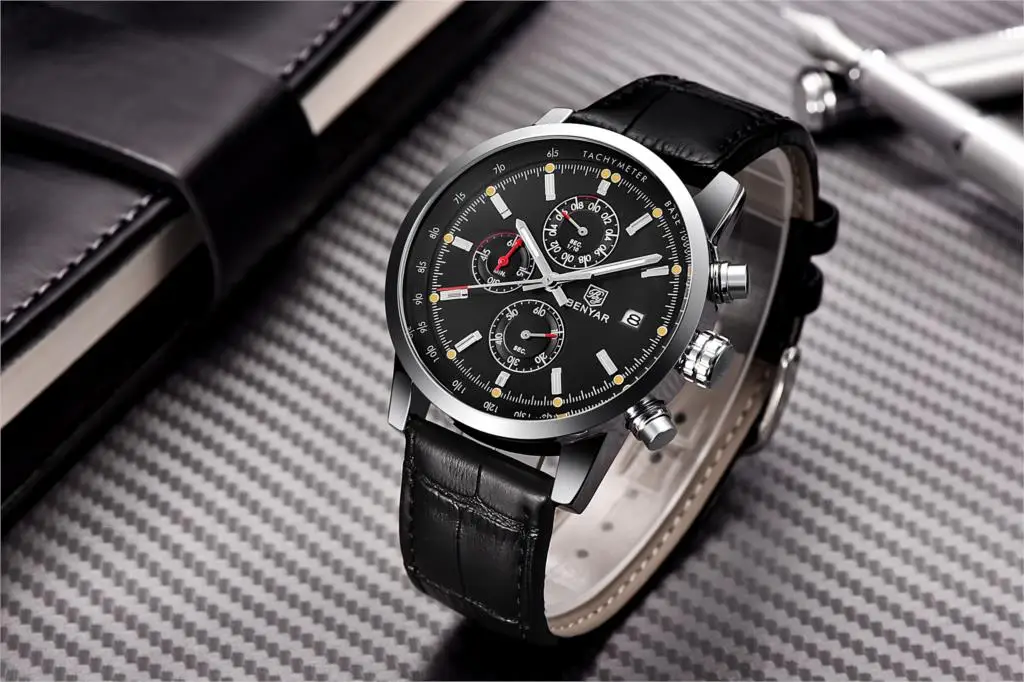 BENYAR, модные спортивные мужские часы с хронографом, лучший бренд, Роскошные водонепроницаемые военные кварцевые часы, мужские часы BY5102