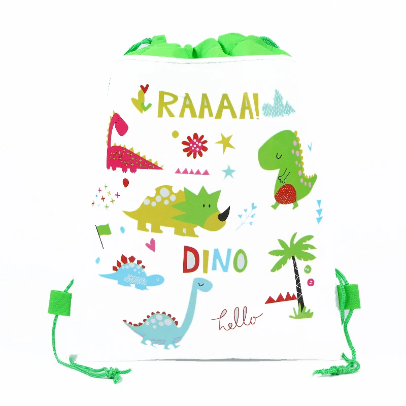 

1Pcs Cartoon Dinosaur non-woven bag fabric backpack child travel school bag decoration mochila drawstring gift bag