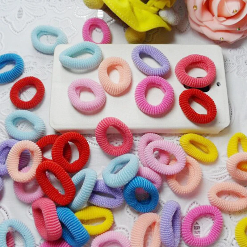 

200 Pcs Colorful Child Kids Hair Holders Cute Rubber Hair Band Elastics Accessories Girl Women Charms Tie Gum dropship