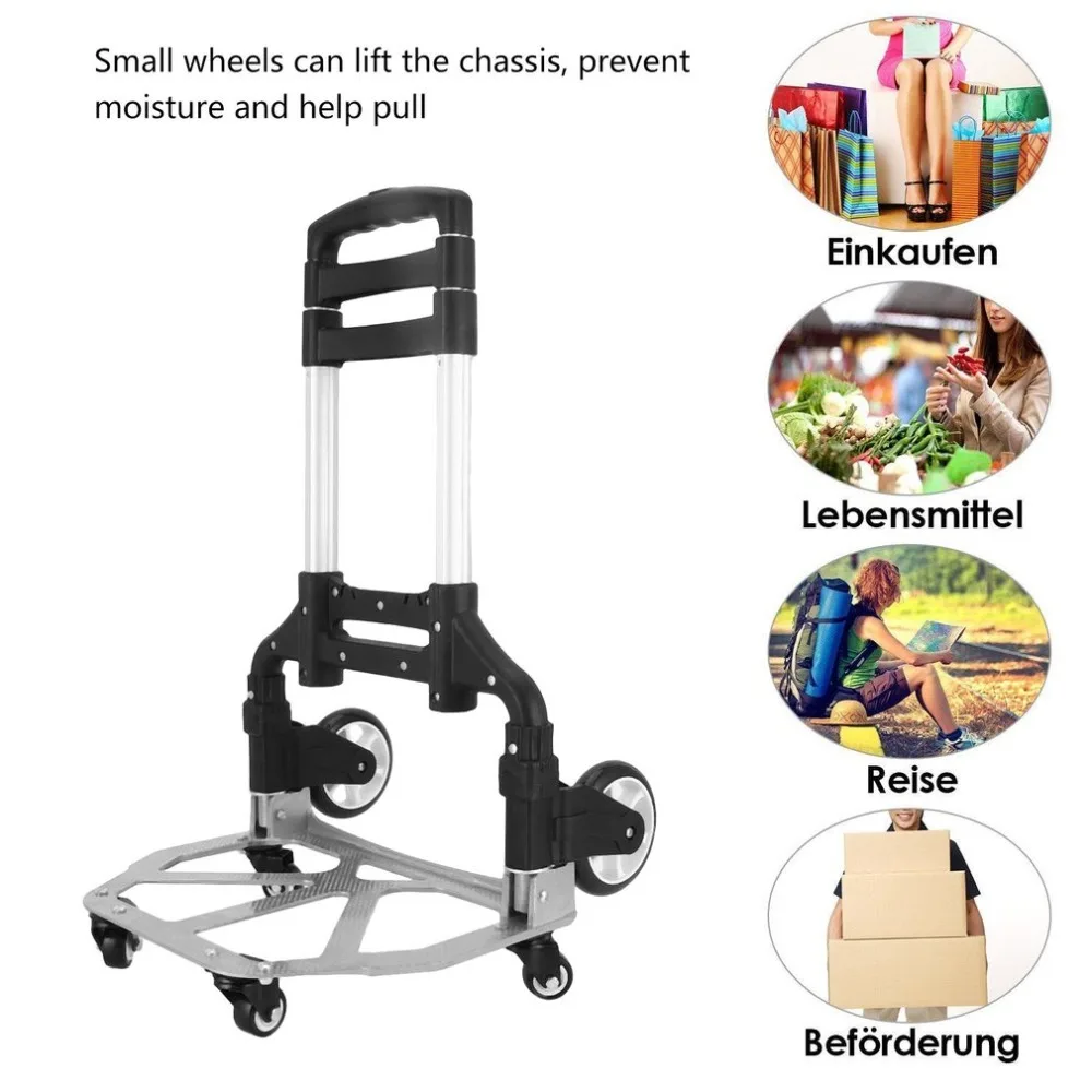 

Multifunctional Folding 80kg Shopping Cart Aluminum Alloy Shopping Cart Trolley Car Luggage Trailer Aluminum Alloy Cart