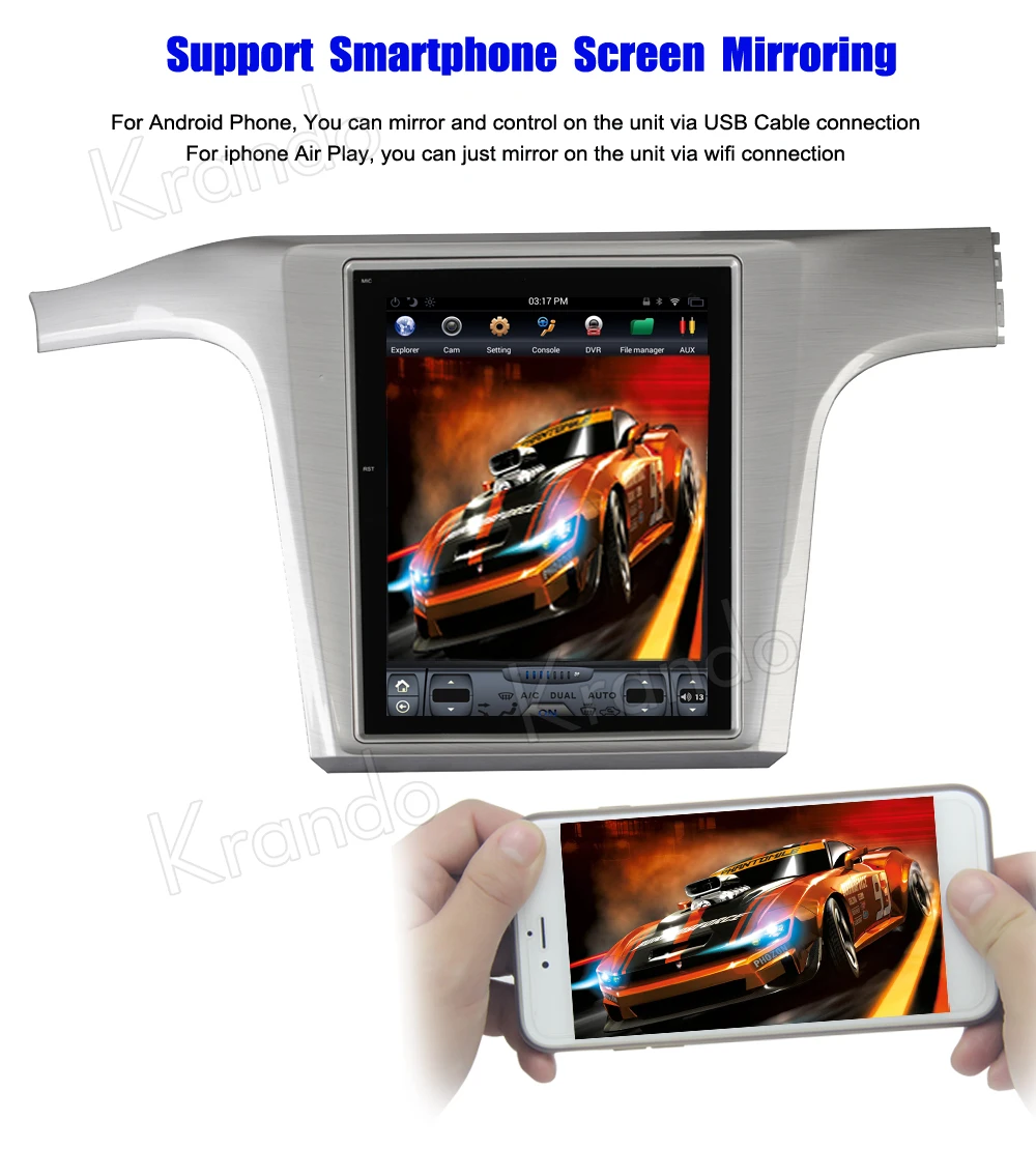 Excellent Krando Android 8.1 10.4" Tesla Vertical touch screen car audio radio GPS for VW Volkswagen Passat entertainment syatem OBD2 4
