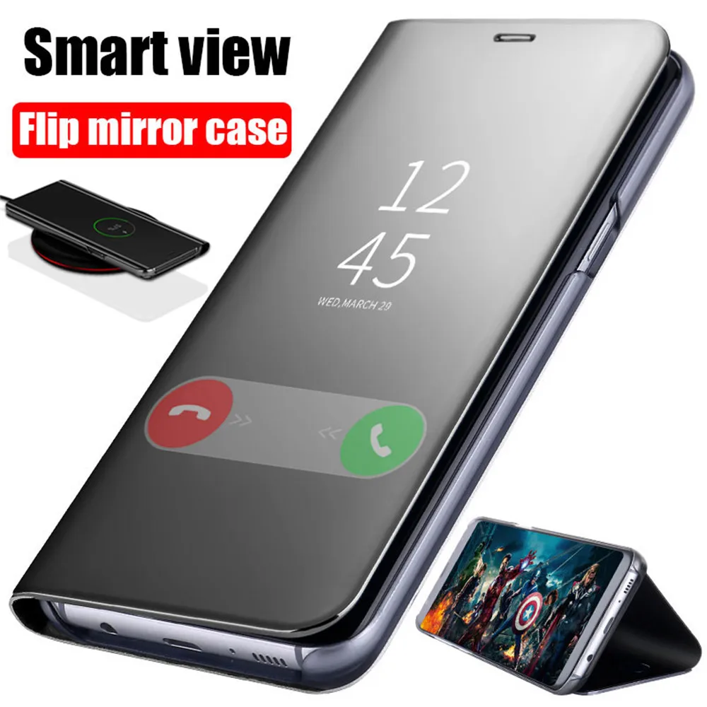 

Smart Mirror Flip Case For Samsung Galaxy S8 S9 S10 Plus S7 S6 edge Luxury View Flip Leather Case For Samsung S10 lite Note 8 9