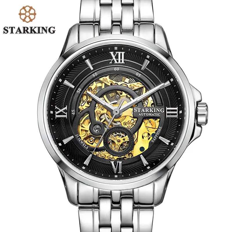 Старкинг 2016 Роскошные мужские часы с изображением скелета автоматический деловые часы Китай известный бренд нержавеющая сталь Relogio Masculino