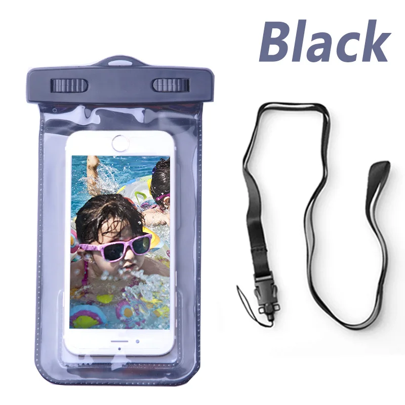 Водонепроницаемый чехол для телефона IPX8 подводная сухая сумка сенсорный чехол для телефона с ремешком тропический лес сумки для хранения - Цвет: Black Phone Case