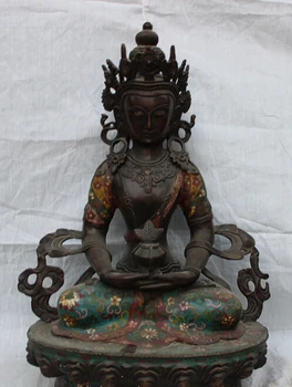 

USPS to USA S1788 17" Tibet Cloisonne Purple Bronze Amitayus Buddha Kwan-Yin Tara Goddess Statue