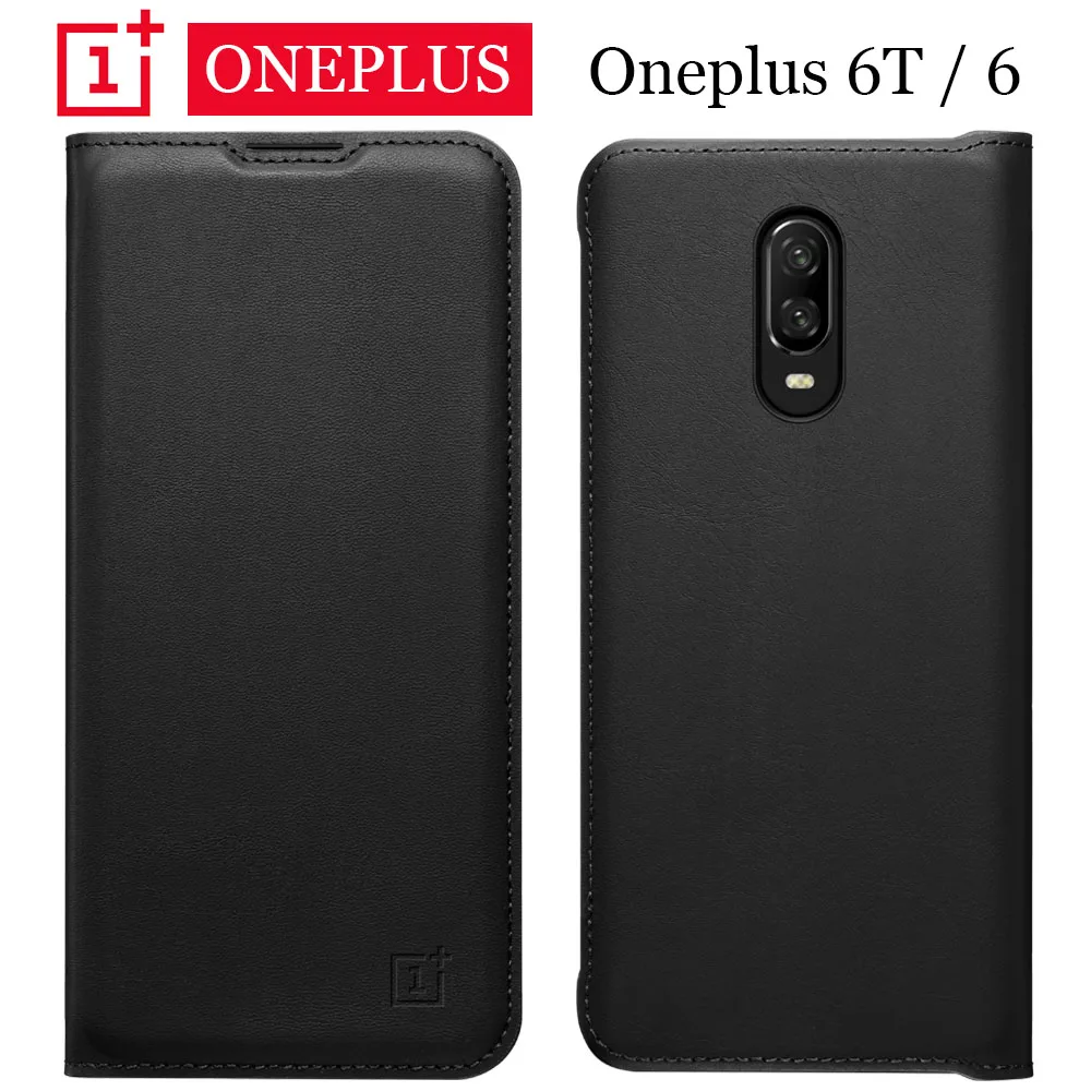 

Original OnePlus 6T Flip Case Black PU Leather Flip Cover One Plus 6t Smart Sleep Wake Protective Funda Capa for Oneplus6T Case