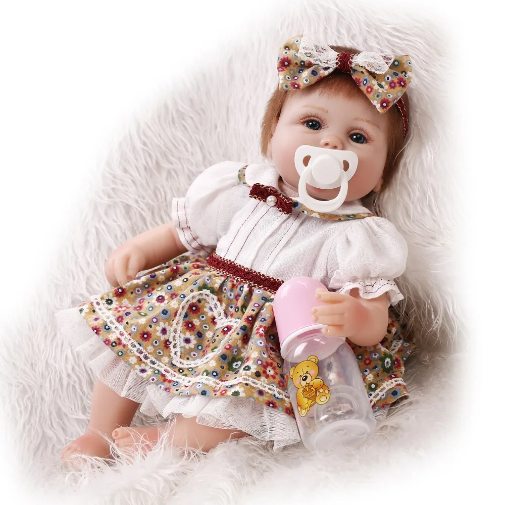 

40cm Slicone reborn baby doll toy lifelike play house bedtime toys for kid girls brinquedos soft newborn babies collectable doll