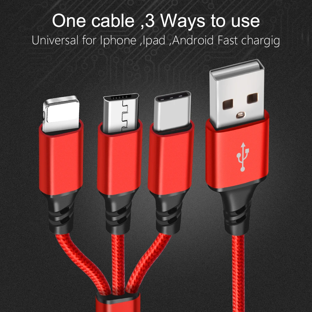 Powstro USB Cable For iPhone X 8 7 6 6s Plus 5s SE Charging Cable 3 in