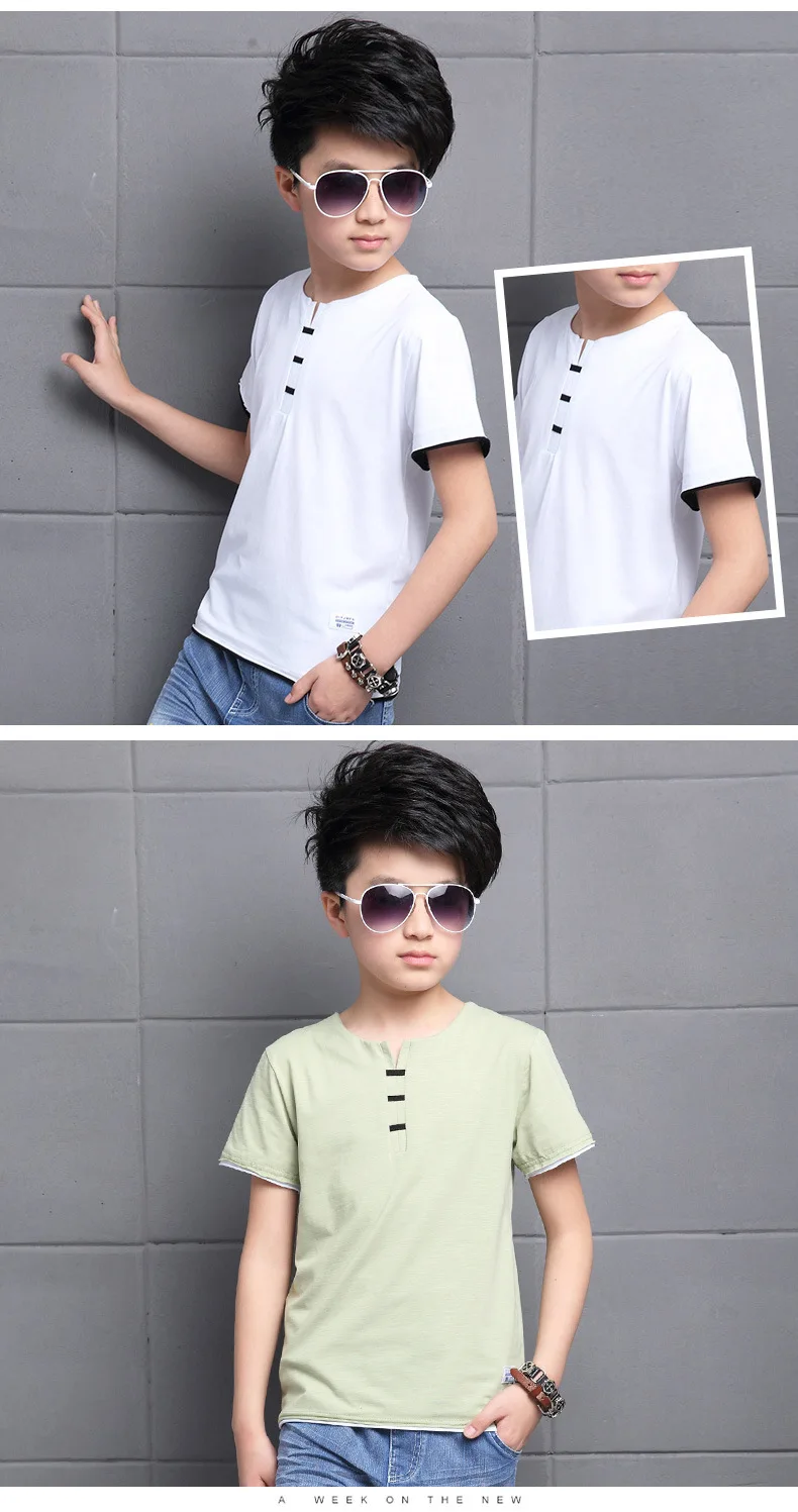 Boy Summer T-shirt Formal Children Fashion England Style Tops 4 5 6 7 8 9 11 12 13 14 Years Kids Clothes Boys Tops