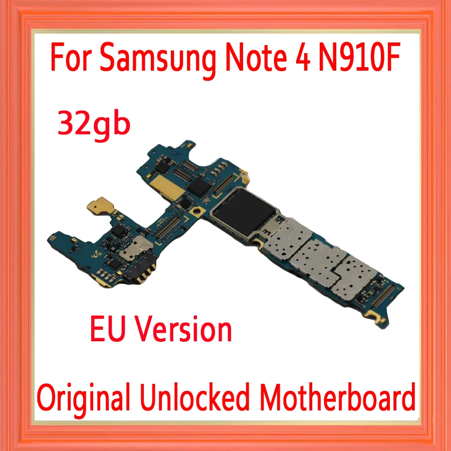 С системой Android для samsung Galaxy Note 4 N910F материнская плата, 32 ГБ разблокирована для Note 4 N910F материнская плата