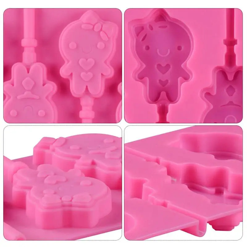 ROSENICE 6 полости DIY силиконовые формы для выпечки мультяшная форма сковородки конфеты формы для леденцов форма для шоколада лоток для льда(случайный цвет
