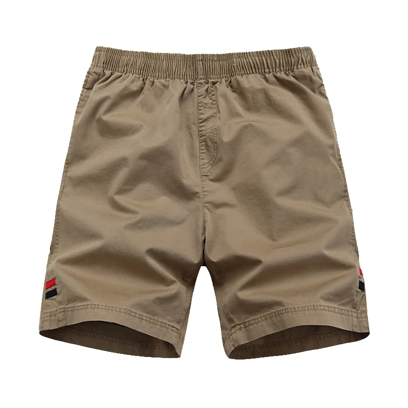 Мужские летние хлопковые Саржевые пляжные шорты с эластичной резинкой на талии