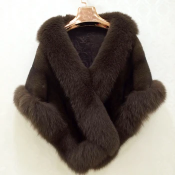 

New fashion winter mink fur shawl real fur cape for women