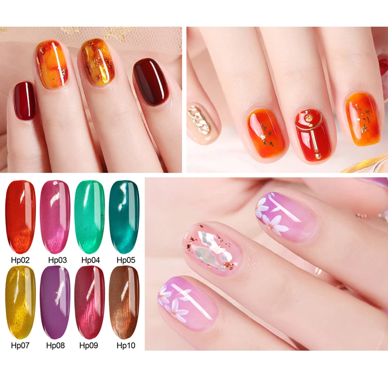 Ruhoya Stained Glass Esmalte Permanente Uv Color Gel Nail Polish Jelly Gel Lacquer Gel Nail Varnish Crystal Amber