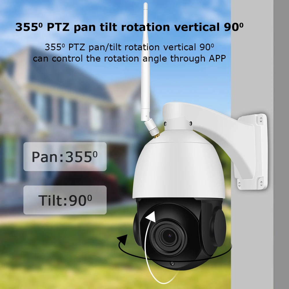 Zoohi Super HD PTZ Wireless Camera Outdoor IP Camera Two Way Audio 1920p Rotatable Dome Survellance