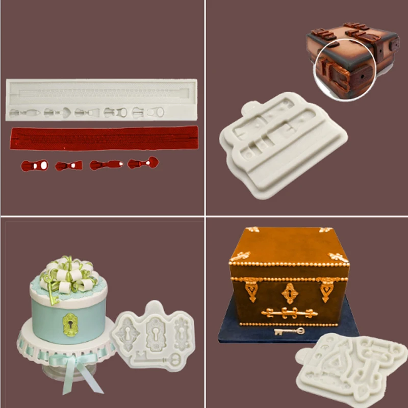 

Belt Straps Locks and Key Hinges Chain Mould Silicone Mold Fondant Cake Decorating Tool Gumpaste Sugarcraft Chocolate Forms