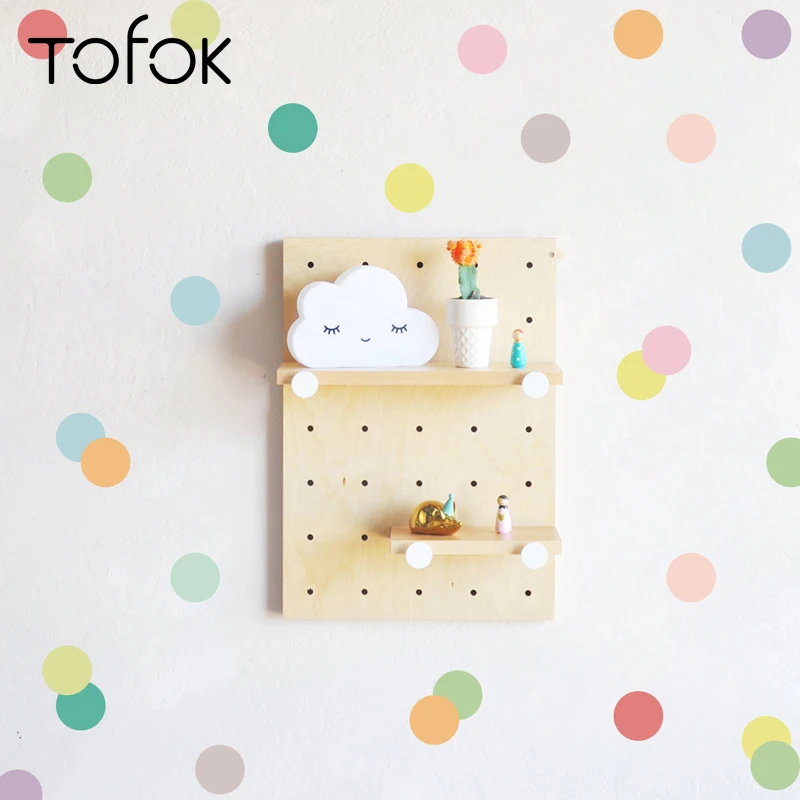 

Tofok PVC 72pcs/set Geometric Colorful Circle DIY Wall Stickers Baby Kids Room Nursery Creative Decals Cabinet Window Decor