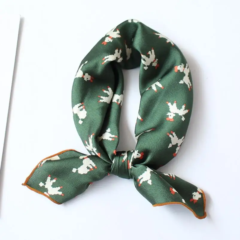 

Yishine 60*60 CM Women Multifunction Polyester Silk Scarf Little Dogs Prints Satin Small Square Wraps Scarves Shawl