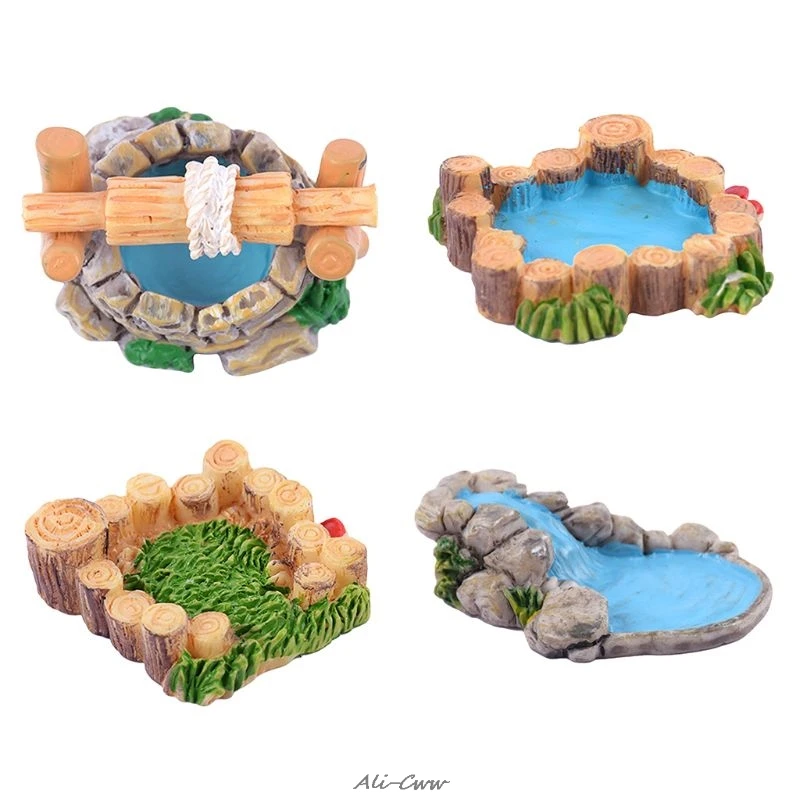 3D креативный натуральный микролендшафт орнамент деревянный ворс лужайка горная вода бассейн колодец Сказочный Сад растение дом украшение дома