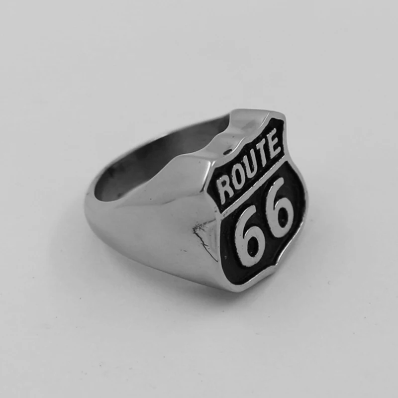 Европейское и американское модное креативное кольцо road 66 из нержавеющей стали в