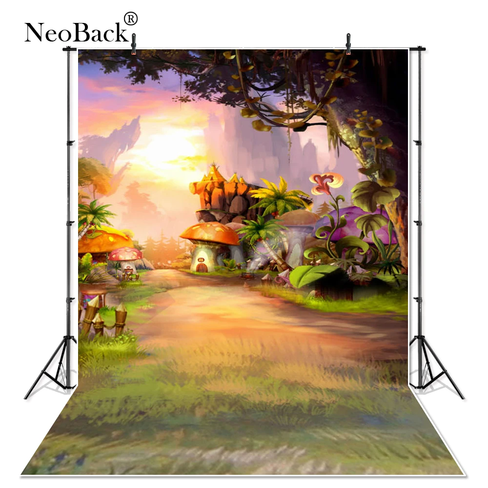 

NeoBack 5x7ft Newborn Baby Photo Studio Backgrounds Children Fairy Tale Fantasy Mushroom Scenic Photography Backdrops P0028