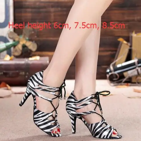 Sexy font b Salsa b font font b Shoes b font Women Ladies Zebra Satin Peep