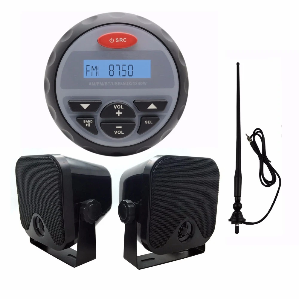 4.5" Waterproof Marine Radio FM AM Audio Bluetooth Stereo for Boat ATV