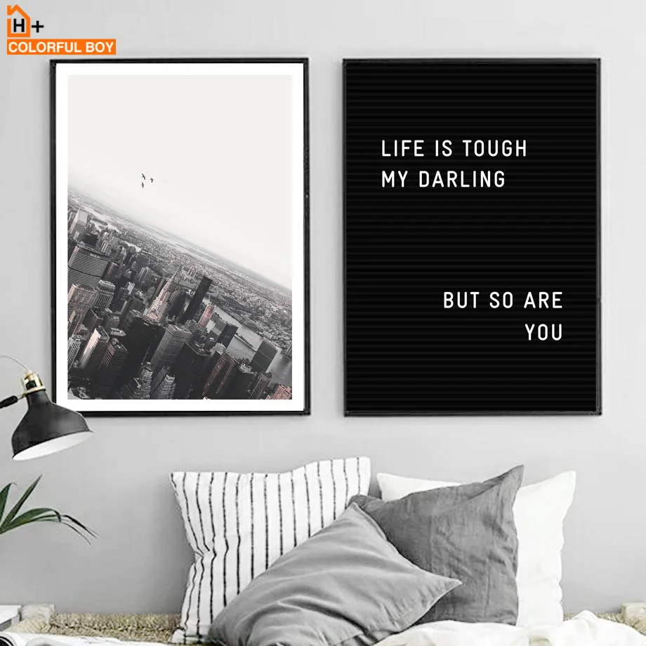 

COLORFULBOY Canvas Art Print Wall Painting Modern New York Black White Posters And Prints Wall Pictures For Living Room Decor