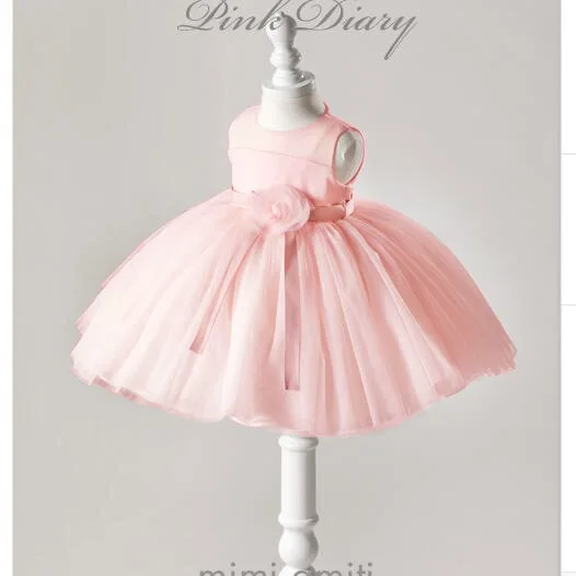 Платье для маленьких детей милое однотонное детское платье с цветочным рисунком для девочек бальное платье принцессы с круглым вырезом, праздничная одежда для малышей возрастом от 3 до 24 месяцев