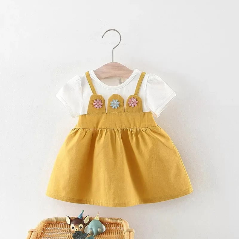 BNWIGE/летнее платье с короткими рукавами для маленьких девочек; платье на крестины и День рождения; платья для новорожденных; повседневная одежда для детей - Цвет: 2