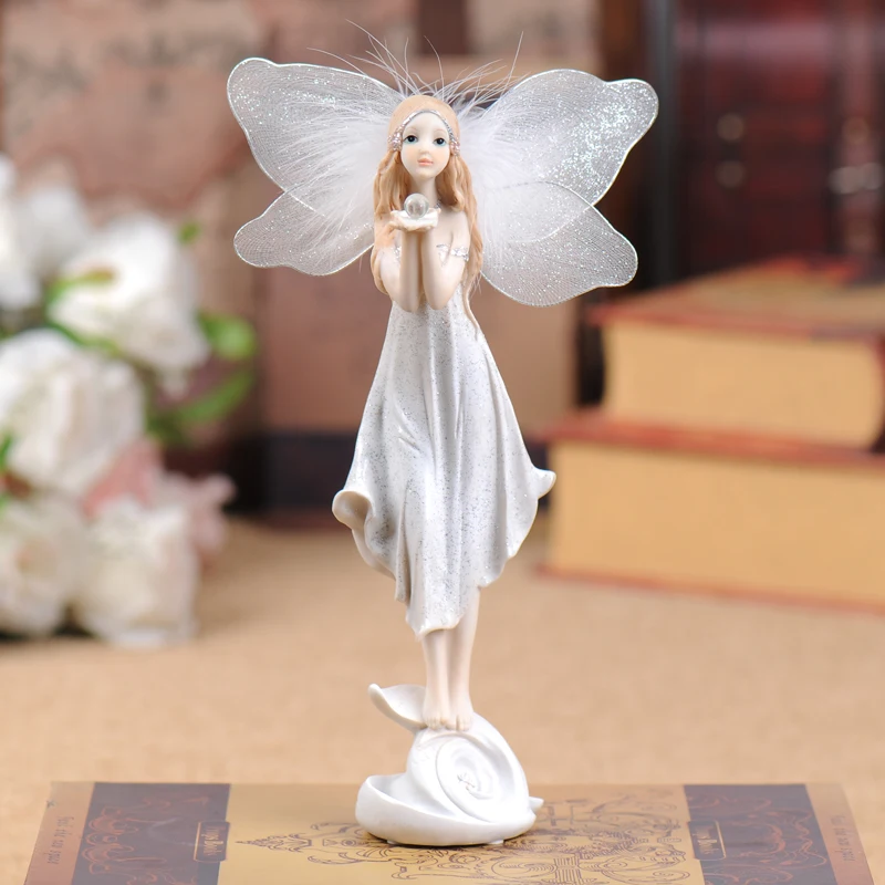 Angel Decoration Flower Resin Figurines Fairy Ornaments Statue 