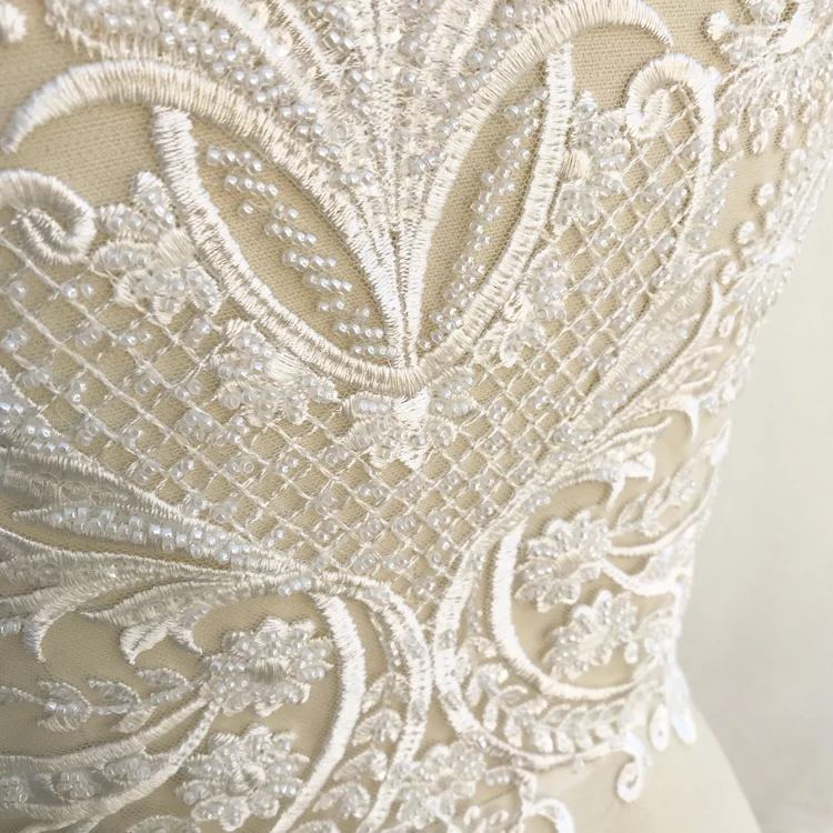 Изысканная объемная Кружевная аппликация на лиф от кутюр, свадебное платье с аппликацией на спине 45x38 см