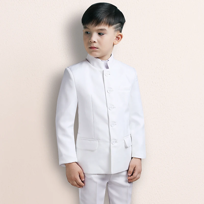 Новое поступление, детский костюм свадебный костюм для мальчиков Стильная Детская официальная одежда высокого качества с воротником-стойкой, большие размеры 3-8, 9, 10, 12, 14