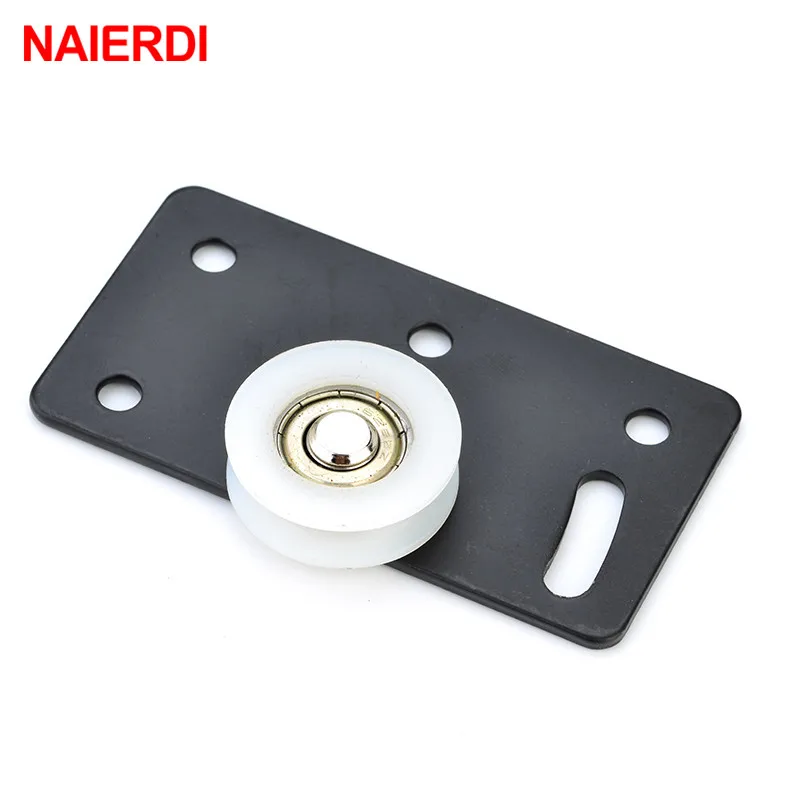 Naierdi 2 Set Black Sliding Door Rollers Wardrobe Nylon Pulley