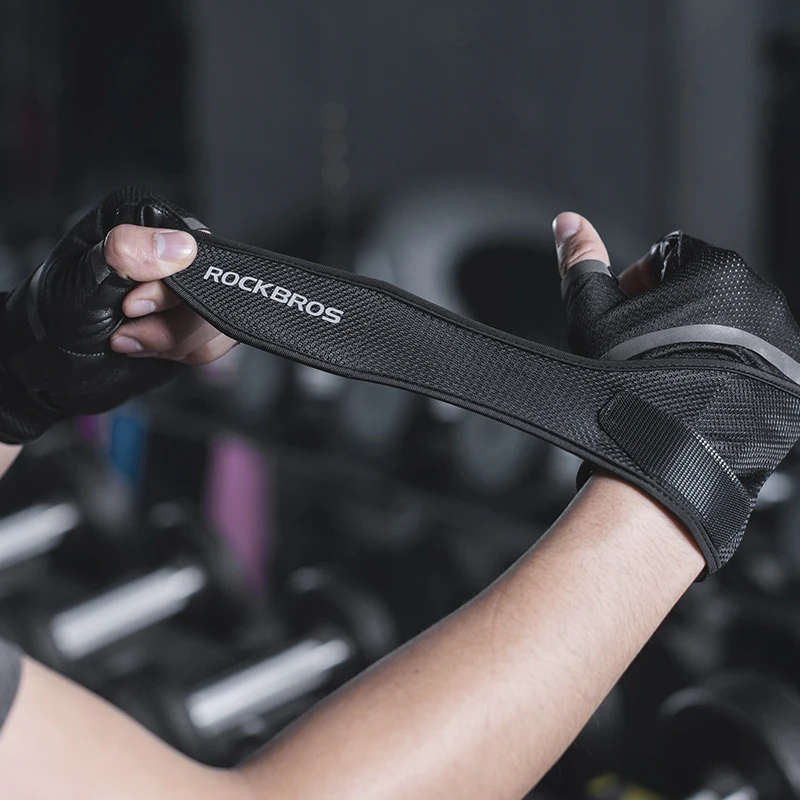 ROCKBROS Sports Protective Gloves Body Building Male Hand Mitten Gym Anti-Slip Weight Lifting Fitness Gloves Half Finger Fitness