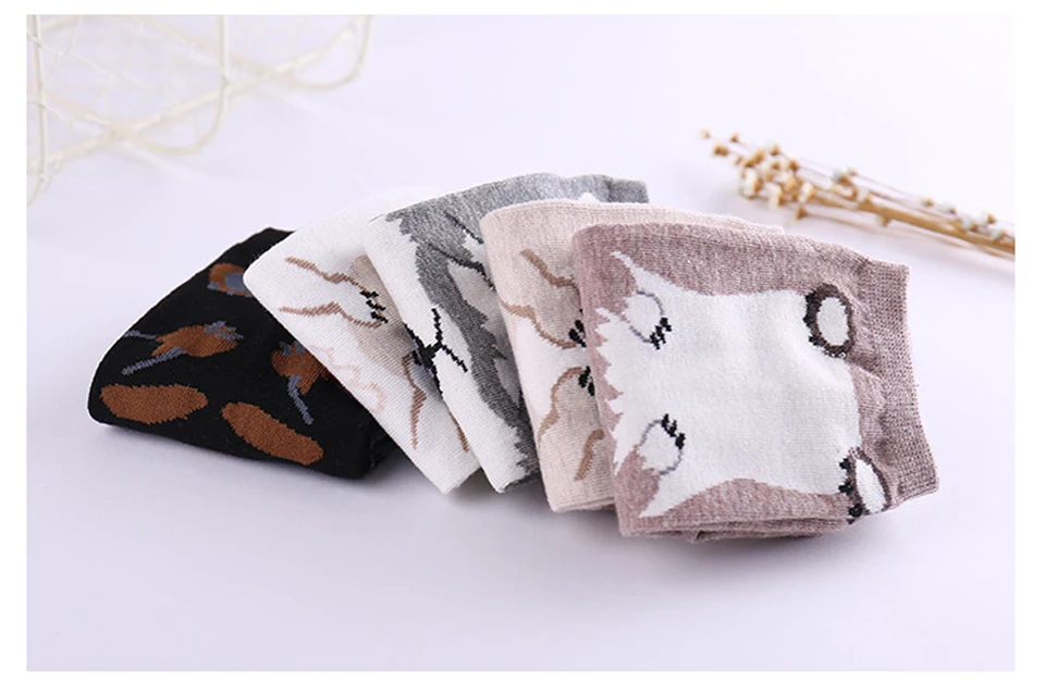 Fashion Personality Dog Pattern Cute 3D Cartoon Animal Sock For Women Female Cotton Short Socks Comfortable and Breathable (2)