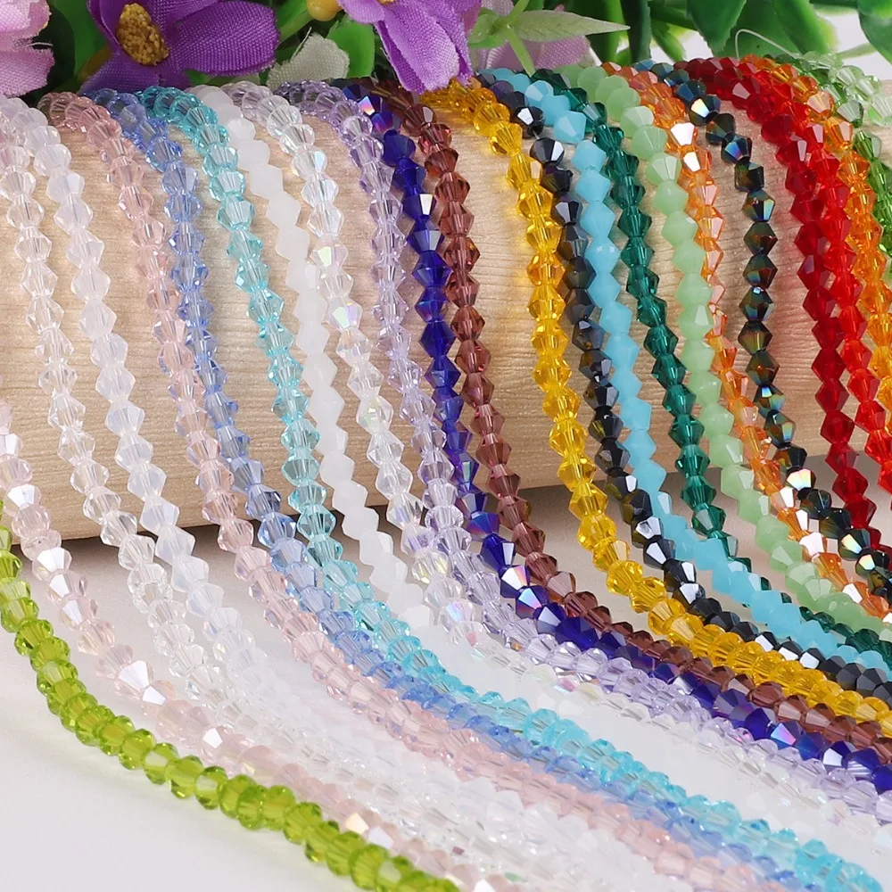 

(50-110pcs) 4mm Mixed Color Bicone Crystal Beads For Jewelry Making Bracelet Loose Beads Beadwork Glass Beads Acessories