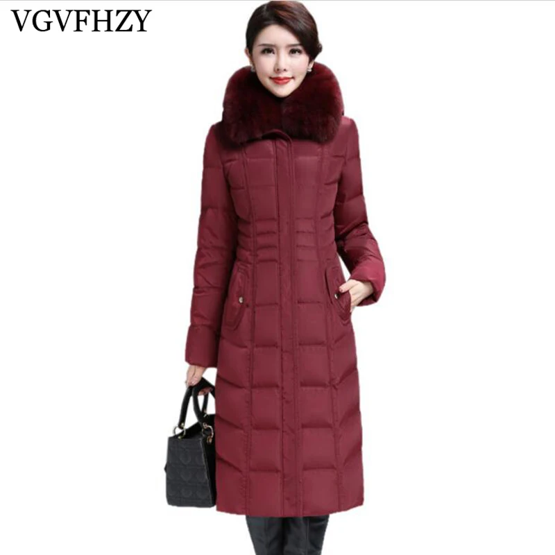 

new 2017 Winter Women's Plus size M-6XL Large Fox Fur Collar Thickening White Goose Down Coats Women's Down Jackets Parka LY666