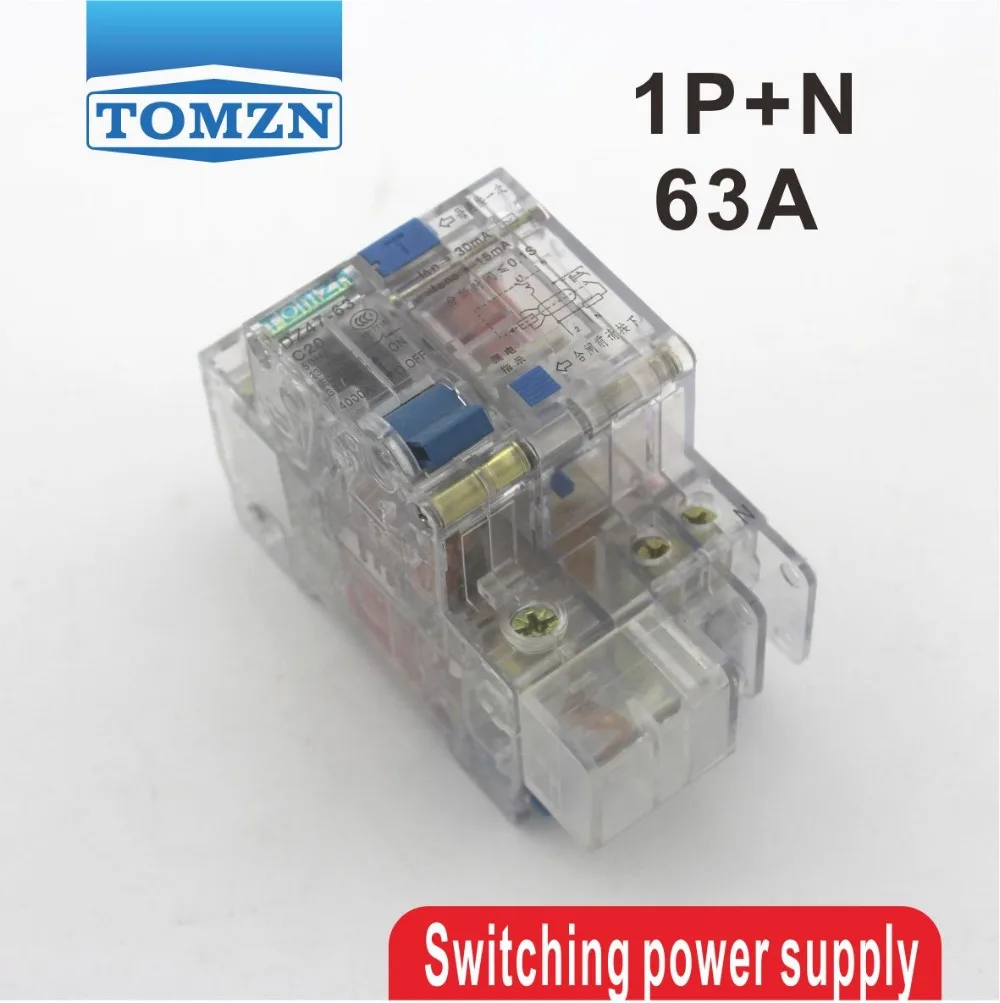 

Transparent 1P+N 63A 230V~ 50HZ/60HZ Residual current Circuit breaker with over current and Leakage protection RCBO