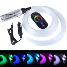Car use DC12V 6W RGB LED plastic Fiber Optic Star Ceiling Kit Light 100pcs 0.75mm 2M +Touch Remote optical fiber Lights Engine decoration twinkle stars effect 16w rgb w fiber optic lights led light engine top pmma optical fibers mix size wireless control